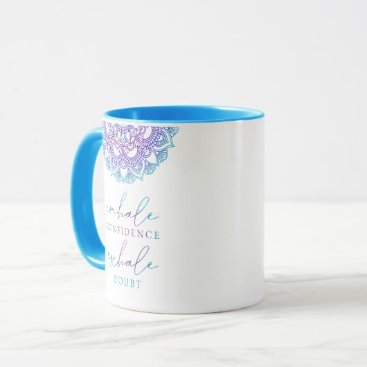 Ombre Mandala Inhale Confidentie Exhale Doubt Yoga Mok (Voorkant links)