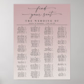 Ombre Mauve Alfabetical Wedding Seating Chart Poster (Voorkant)
