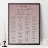 Ombre Mauve Alfabetical Wedding Seating Chart Poster