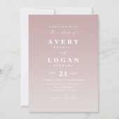 Ombre Mauve & Ivory Wedding Invitation met foto Kaart (Voorkant)