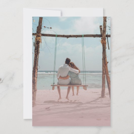 Ombre Mauve & Ivory Wedding Invitation met foto Kaart (Achterkant)