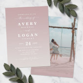 Ombre Mauve & Ivory Wedding Invitation met foto Kaart
