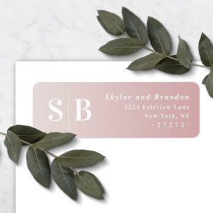 Ombre Mauve & Off-White Wedding Return Address Etiket