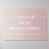 Ombre Mauve Reserved Bride's Family Wedding Sign Poster (Voorkant)