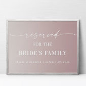 Ombre Mauve Reserved Bride's Family Wedding Sign Poster
