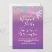 Ombré Mermaid Faux Glitter Birthday Party Kaart (Voorkant)