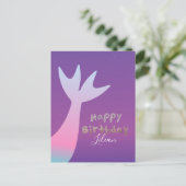 Ombré Mermaid Faux Glitter Birthday Uitnodiging (Staand voorkant)