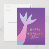 Ombré Mermaid Faux Glitter Birthday Uitnodiging (Voorkant / Achterkant)