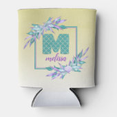 Ombre Mermaid Scales Monogram | Waterverf Floral Blikjeskoeler (Voorkant)