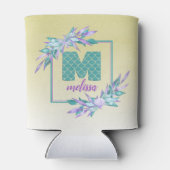 Ombre Mermaid Scales Monogram | Waterverf Floral Blikjeskoeler (Achterkant)