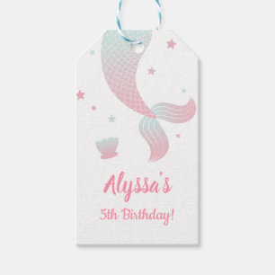 Ombre Mermaid Tail Girls Birthday Party Gift Label Cadeaulabel