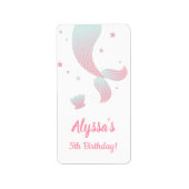 Ombre Mermaid Tail Girls Verjaardagsfeest Labels (Voorkant)