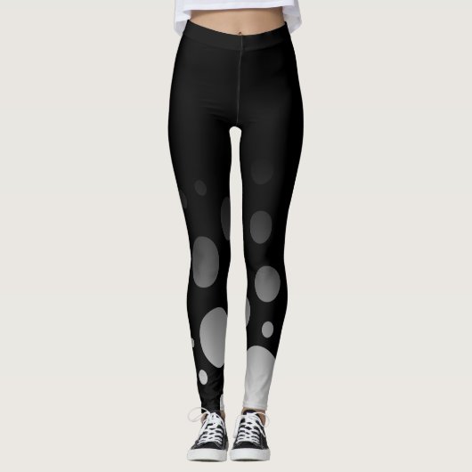 Ombre met Zwart & Wit Cirkels en Stip Leggings (Voorkant)
