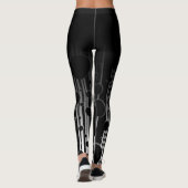 Ombre met Zwarte & Witte Cirkels en Strepen Leggings (Achterkant)