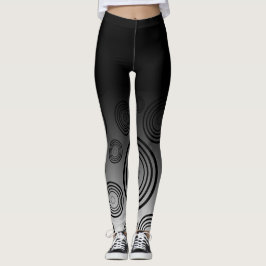Ombre met zwarte & witte ringen van cirkels leggings