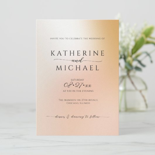 Ombre minimalist Wedding Kaart (Staand voorkant)