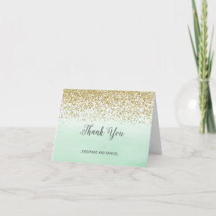 Ombre Mint and Gold Thank You Card Bedankkaart