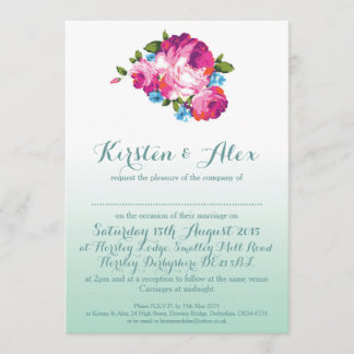 Ombre Mint Bloemen Huwelijksuitnodigingen Kaart