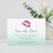Ombre Mint Bloemen Save the Date Kaarten (Staand voorkant)