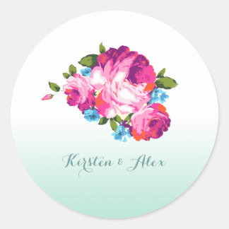 Ombre Mint Bloemenbruiloft Uitnodiging Stickers