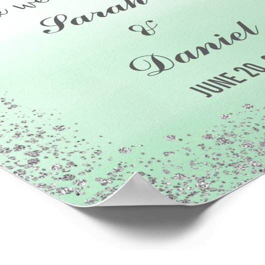 Ombre Mint en Silver Welcome Poster Print (Hoek)