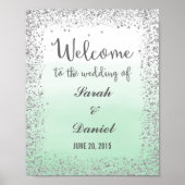 Ombre Mint en Silver Welcome Poster Print (Voorkant)