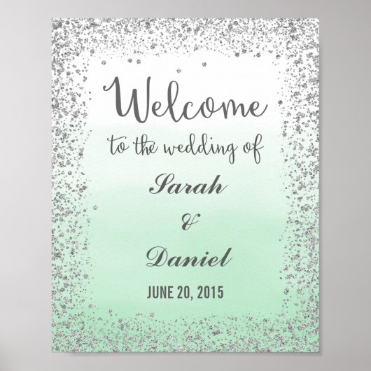Ombre Mint en Silver Welcome Poster Print (Voorkant)