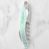 Ombre Mint Green Fading Stylish Monogram Glitter Kurkentrekker (Achterkant)