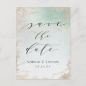 Ombre Mint Green Frosted Gold Folie Bewaar de datu Aankondigingskaart (Voorkant)