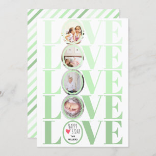 Ombre mint green LOVE foto Valentijnsdag Feestdagenkaart