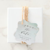 Ombre Mint Groen Frosted Gold Foil Save the Date Bedankjes Labels (In situ)