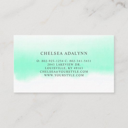 Ombre Mint Waterverf Minimale Benoemingskaart Afsprakenkaartje (Achterkant)