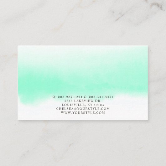 Ombre Mint Waterverf Minimalist Loyalty Kaart (Achterkant)