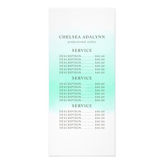 Ombre Mint Waterverf Minimalist Rack Kaart (Voorkant)