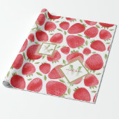 Ombre Monogram + aardbeien Rood & Groen + Roze Cadeaupapier (Uitgerold)