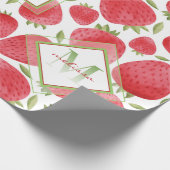 Ombre Monogram + aardbeien Rood & Groen + Roze Cadeaupapier (Hoek)