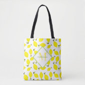 Ombre #Monogram + #Lemons Geel + Groen + Wit Tote Bag (Voorkant)