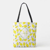 Ombre #Monogram + #Lemons Geel + Groen + Wit Tote Bag (Achterkant)