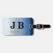 Ombre monogramed label blues bagagelabel (Voorkant horizontaal)