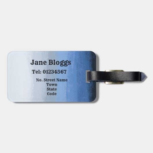 Ombre monogramed label blues bagagelabel (Achterkant horizontaal)