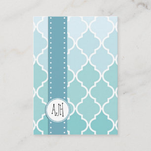 Ombre Moroccan Trellis, Latticework - Blue White Visitekaartje