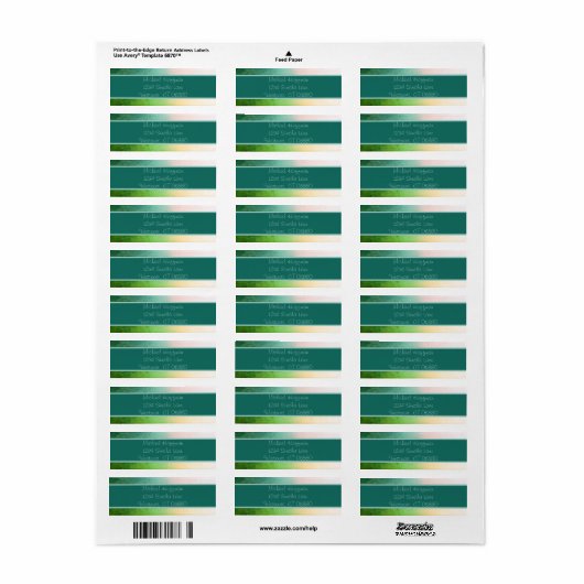 Ombre Multi Blauwgroen Return Address Label (Full Sheet)
