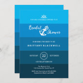 Ombre Nautisch Anker Bruids Douche Uitnodiging (Voorkant / Achterkant)