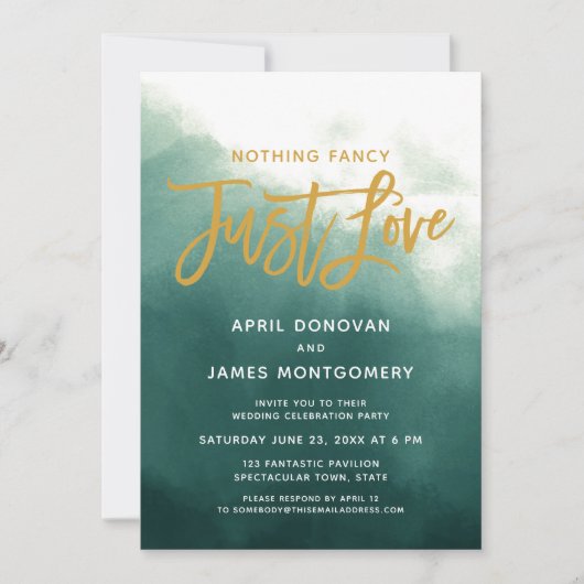 Ombre Niets Fancy Just Love Brush Typografie Kaart (Voorkant)