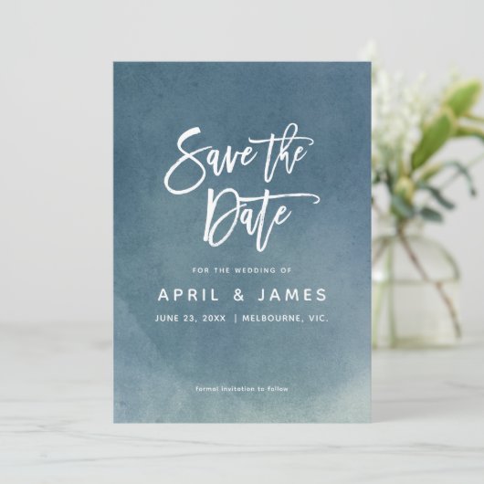 Ombre Niets Fancy Just Love Brush Typografie Save The Date (Staand voorkant)