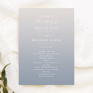 Ombre Off-White & Blue Wedding Ceremony Program Programmakaart