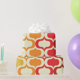 Ombre Ogee motief in oranje, mandarijn en rood Cadeaupapier