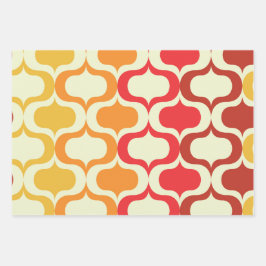 Ombre Ogee-patroon in oranje, mandarijn en rood Inpakpapier Vel