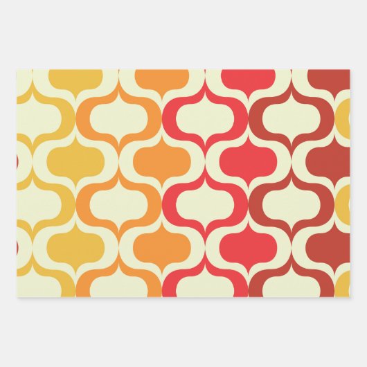 Ombre Ogee-patroon in Sinaasappel, mandarijn en ro Inpakpapier Vel (Voorkant 3)