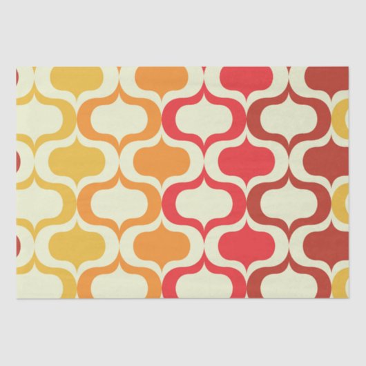 Ombre Ogee-patroon in Sinaasappel, mandarijn en ro Tissuepapier (Voorkant)